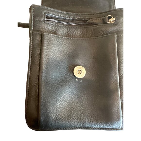 Vintage Fossil Black Leather Crossbody Bag Metal Clasp Multiple Compartments - Picture 3 of 7